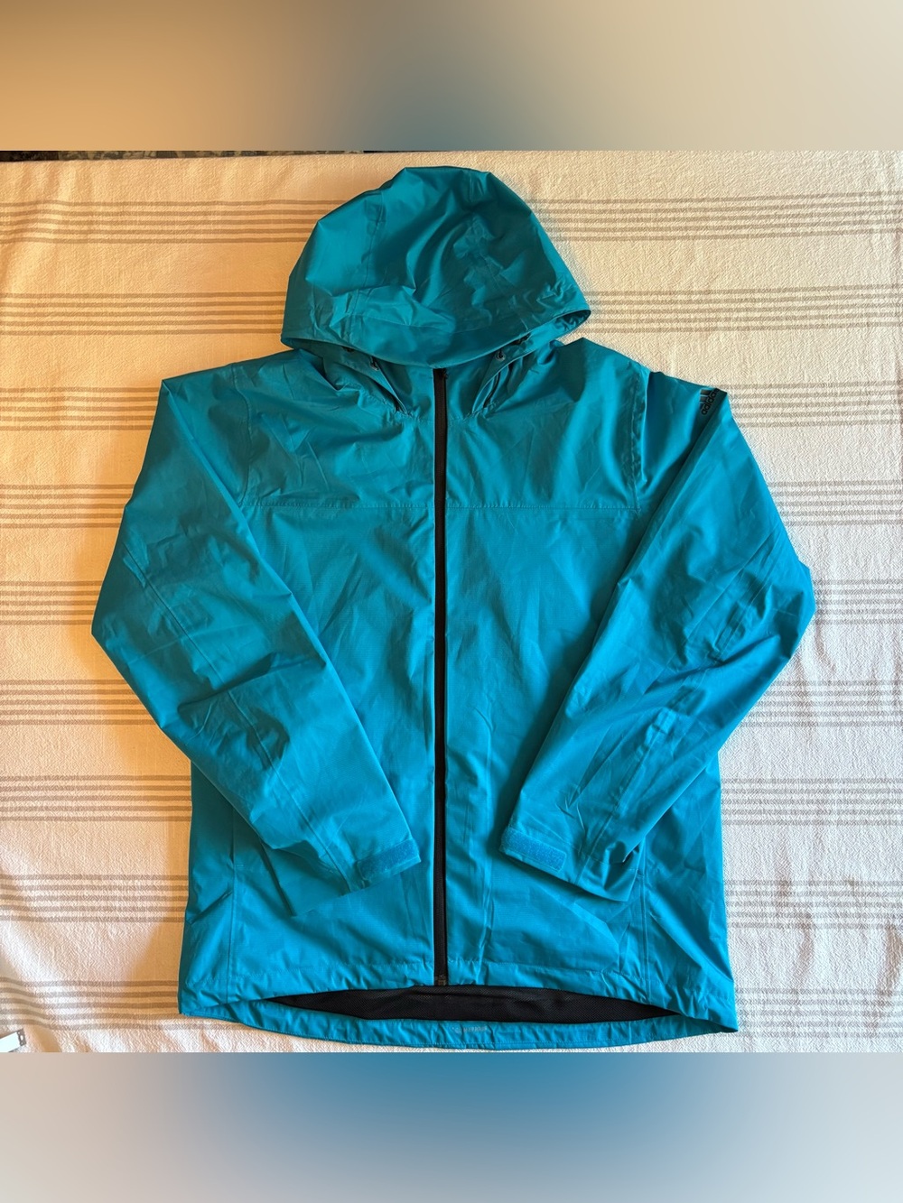 ADIDAS Terrex Men's Hooded Full Zip Windbreaker Jacket Blue Size L in EUC.